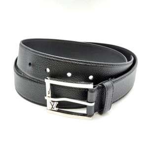 Louis Vuitton Saint-Germain Belt, Black Leather, Men's, M8355, LOUISVUITTON